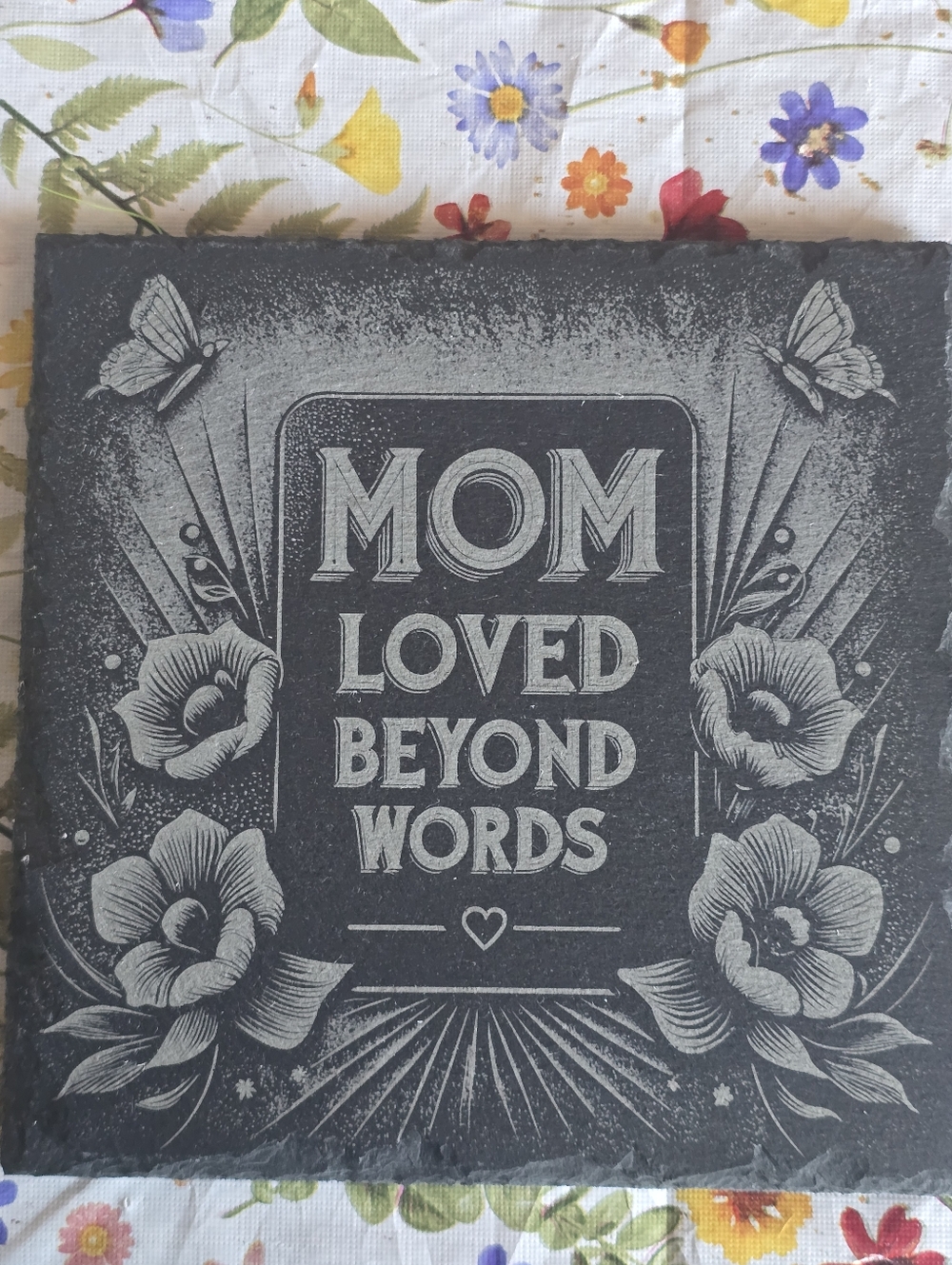 Mom Loved Beyond Words Wall Plaque - Slate Black